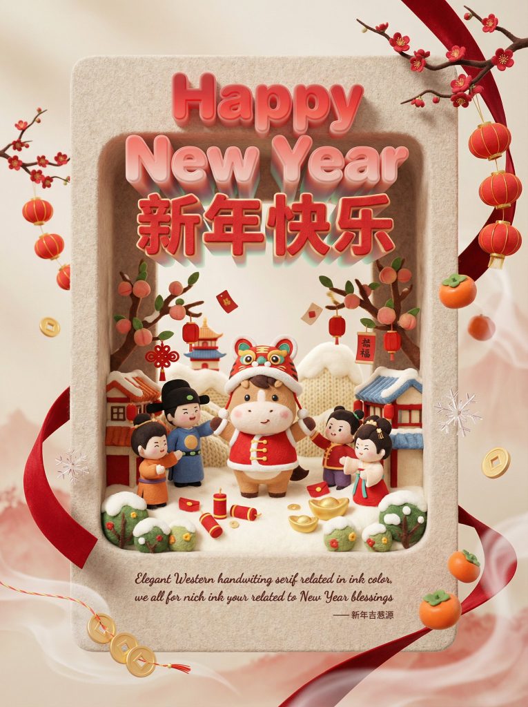 Nanobanana模型生成 2026新年海报 - AI绘画提示词参考