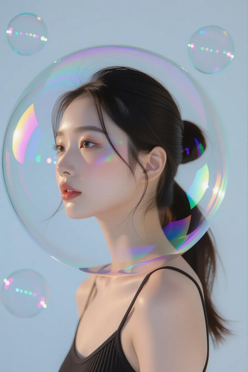 Nanobanana模型生成 思绪在她的思维小空间里飘荡 - AI绘画提示词参考