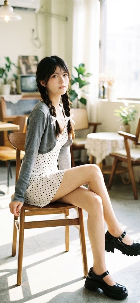 Nanobanana模型生成 女性在阳光洒满的复古咖啡馆里 - AI绘画提示词参考