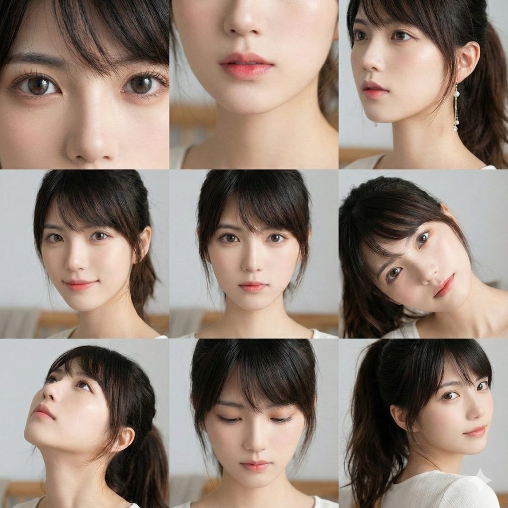Nanobanana模型生成 日系妆容极致美女9宫格提示词 - AI绘画提示词参考