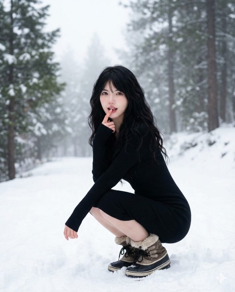 Nanobanana模型生成 超写实的户外冬季时尚肖像 - AI绘画提示词参考