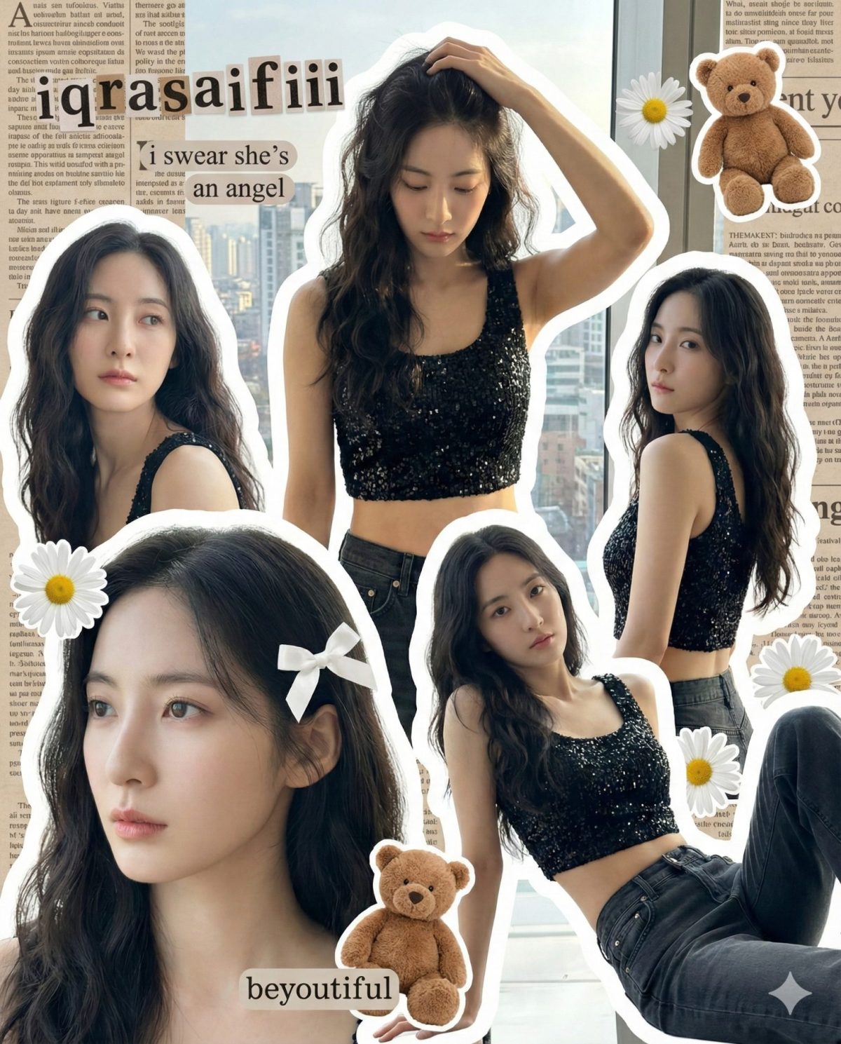 Nanobanana模型生成 Y2K韩星梦幻拼贴 - AI绘画提示词参考