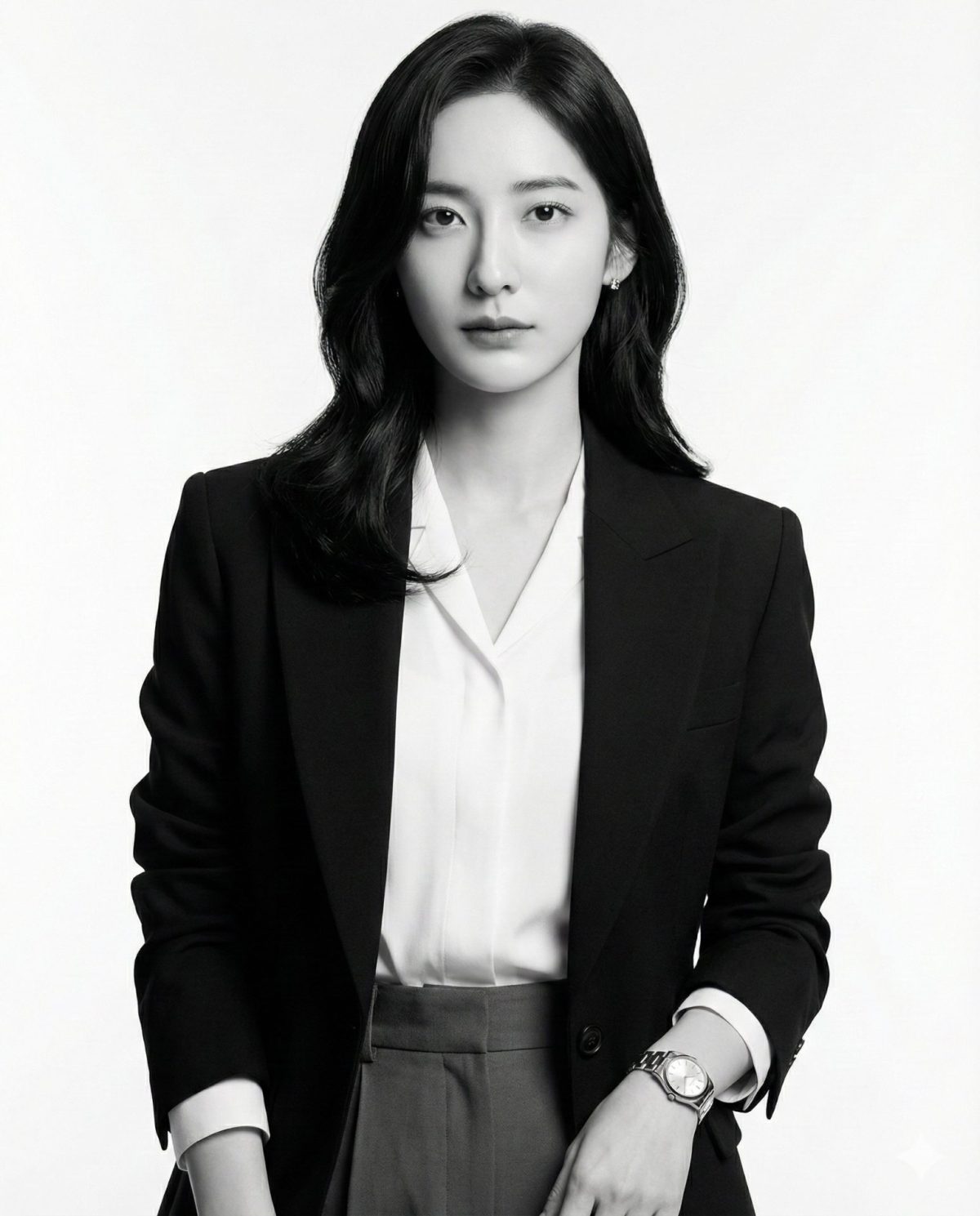 Nanobanana模型生成 冷峻黑白时尚女伶 - AI绘画提示词参考