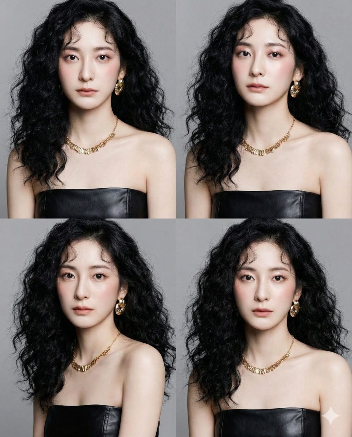 Nanobanana模型生成 四格黑卷美人 - AI绘画提示词参考