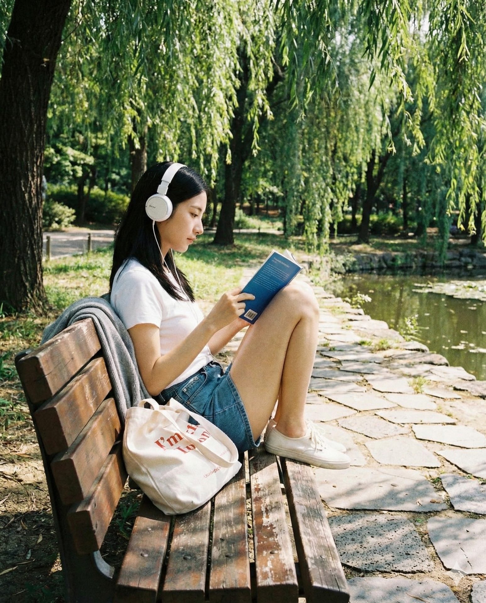 Nanobanana模型生成 公园阅读夏日的静谧时光 - AI绘画提示词参考