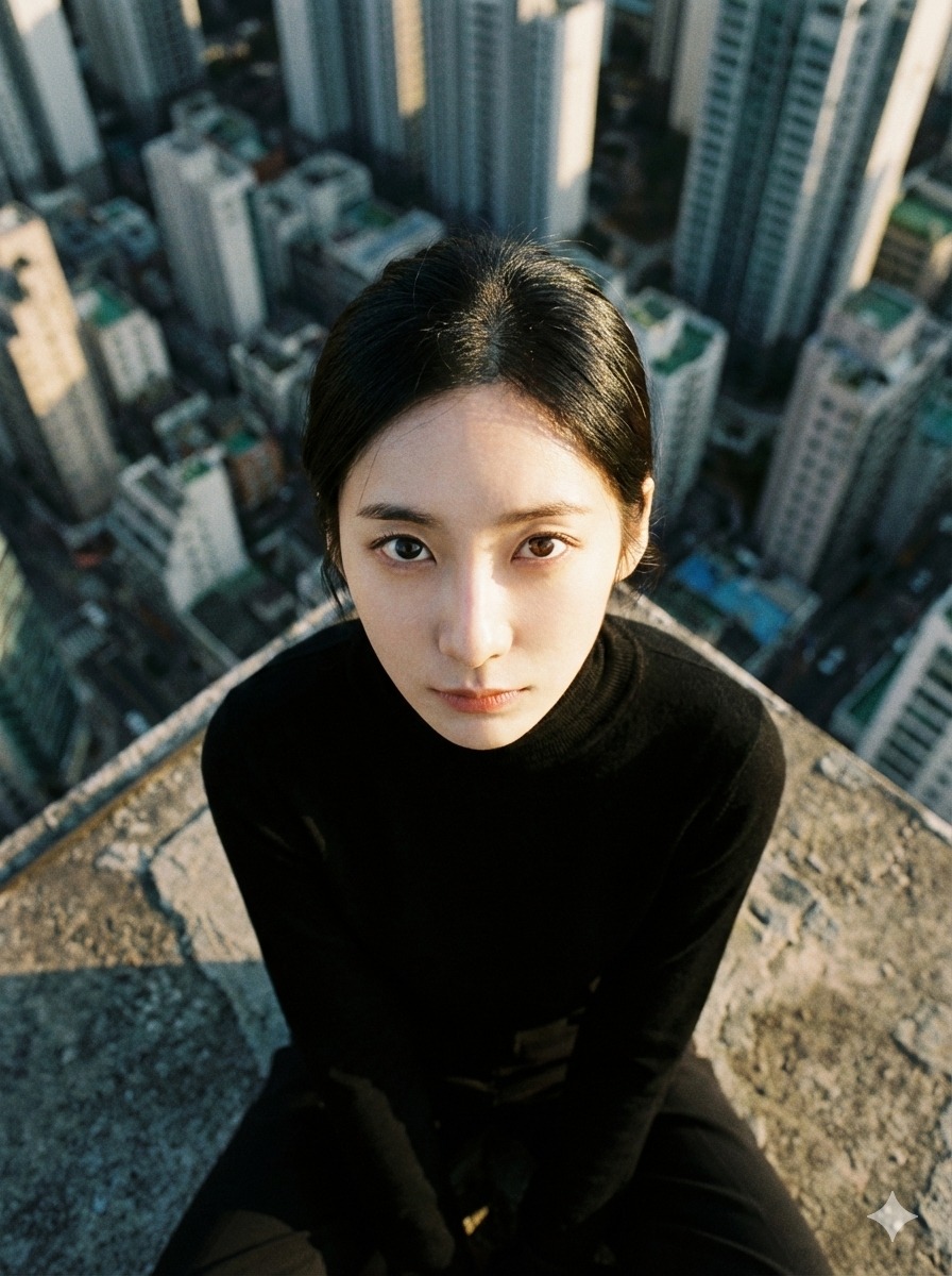 Nanobanana模型生成 摩天楼顶的炽热凝视 - AI绘画提示词参考