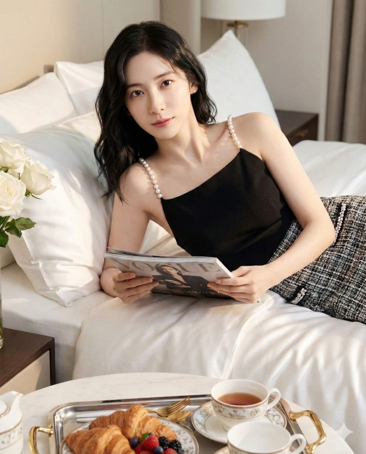 Nanobanana模型生成 奢华酒店晨间时尚大片 - AI绘画提示词参考