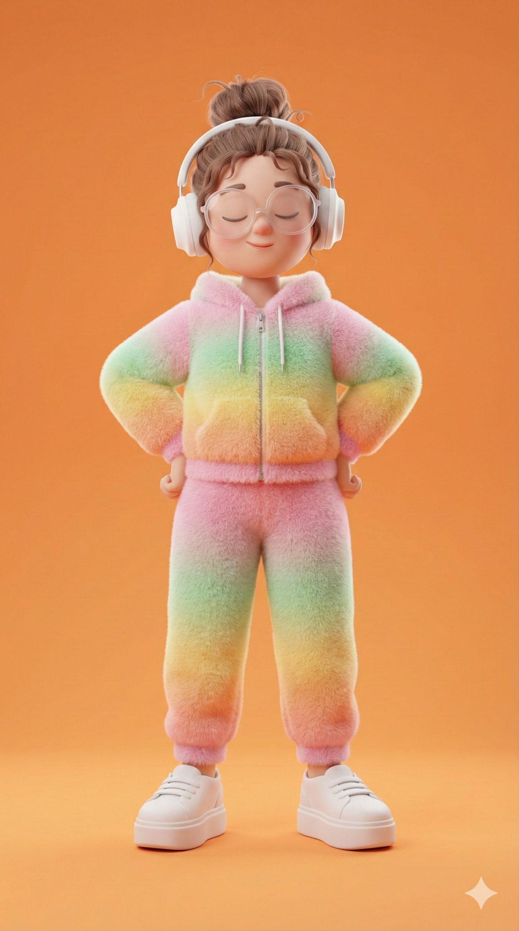 Nanobanana模型生成 彩虹毛茸潮流角色 - AI绘画提示词参考