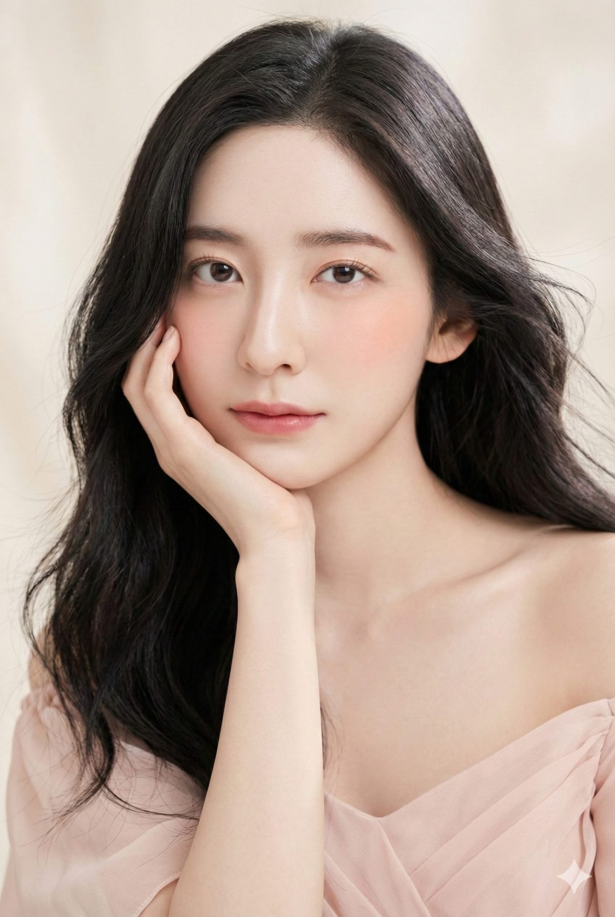 Nanobanana模型生成 柔粉春光时尚肖像 - AI绘画提示词参考