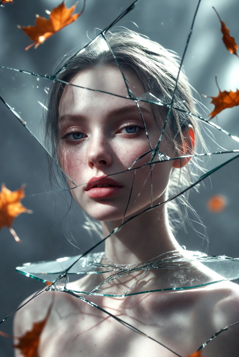 Nanobanana模型生成 裂镜凝视超现实肖像 - AI绘画提示词参考