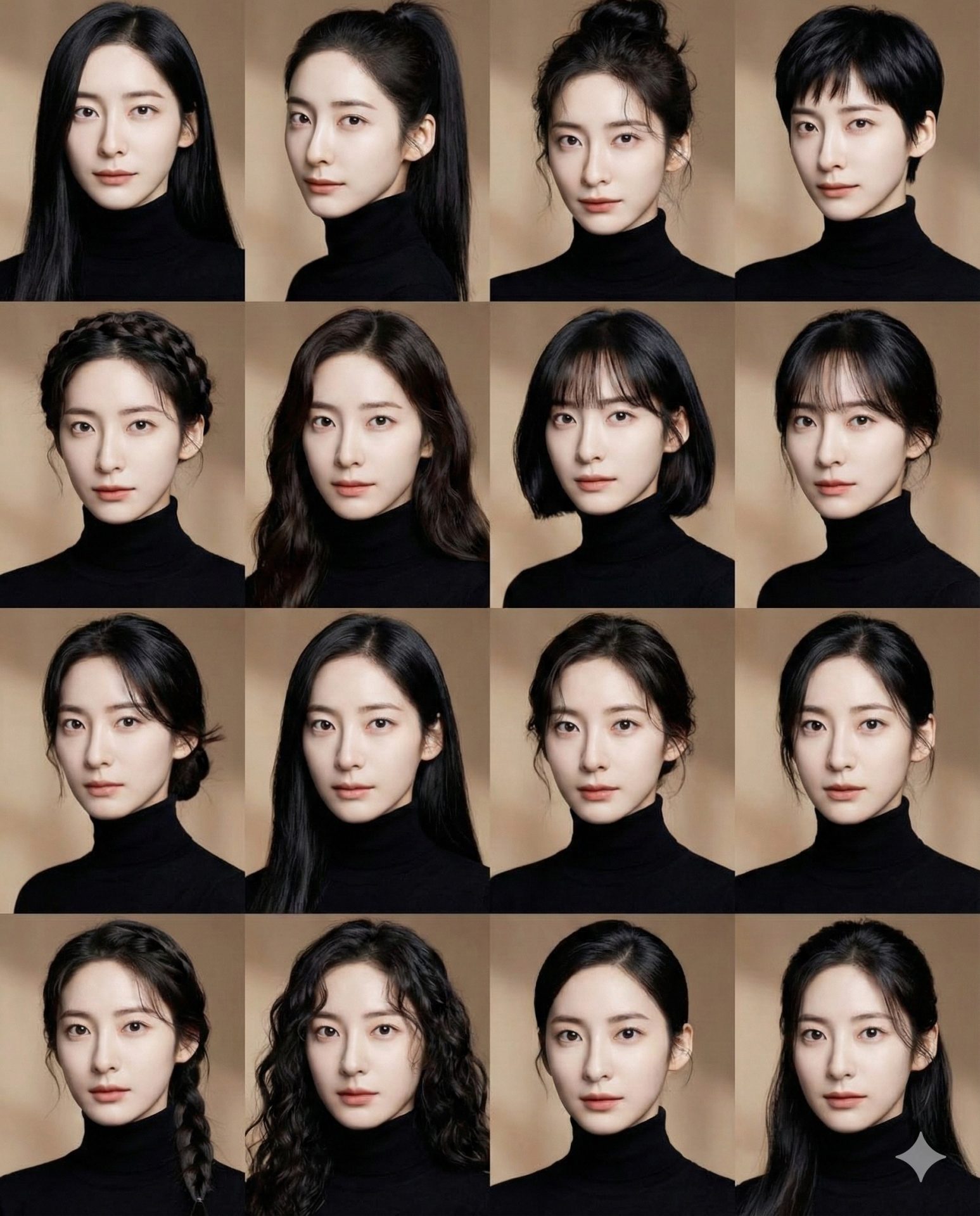 Nanobanana模型生成 百变发型拼贴照 - AI绘画提示词参考