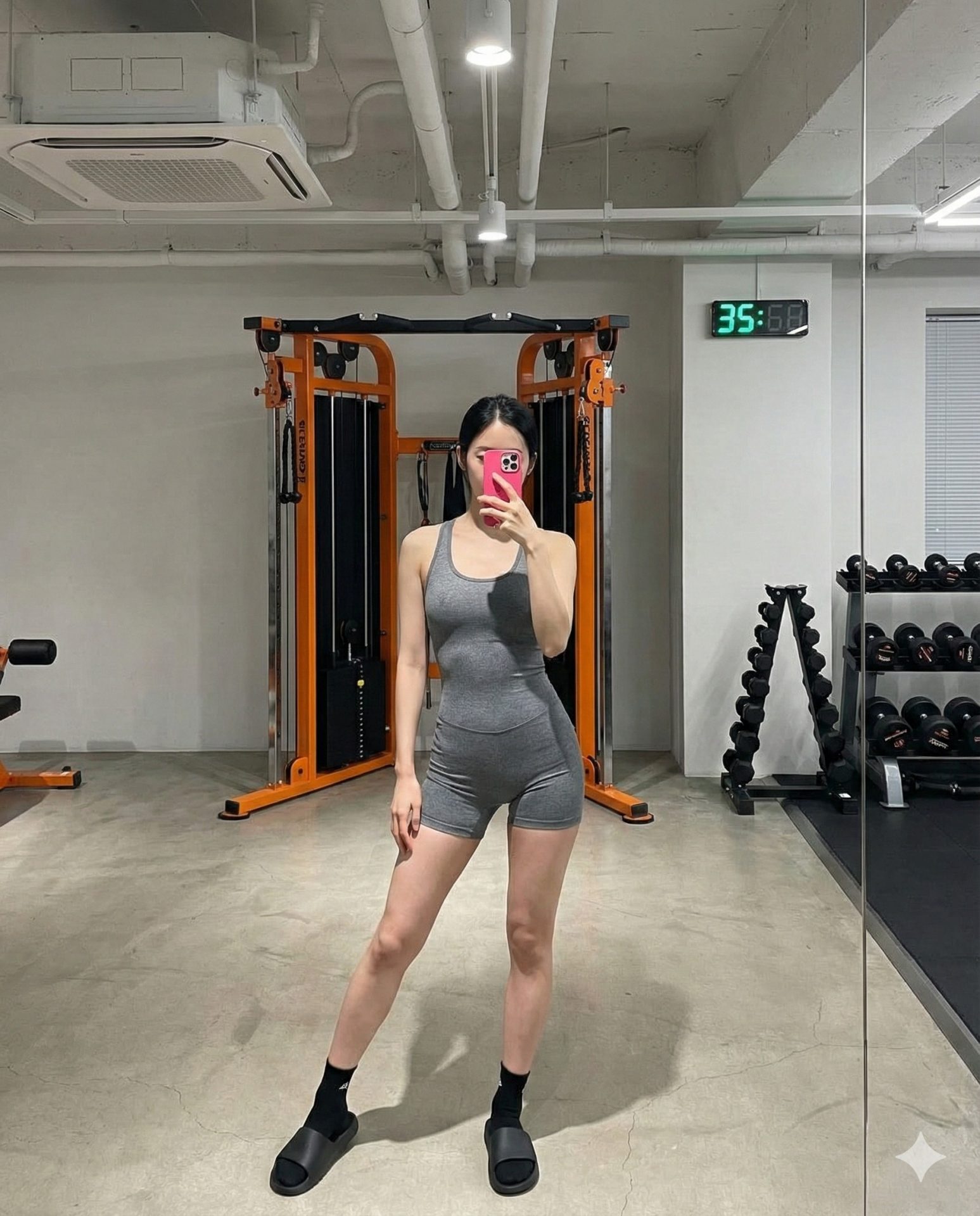 Nanobanana模型生成 网红健身房对镜自拍 - AI绘画提示词参考