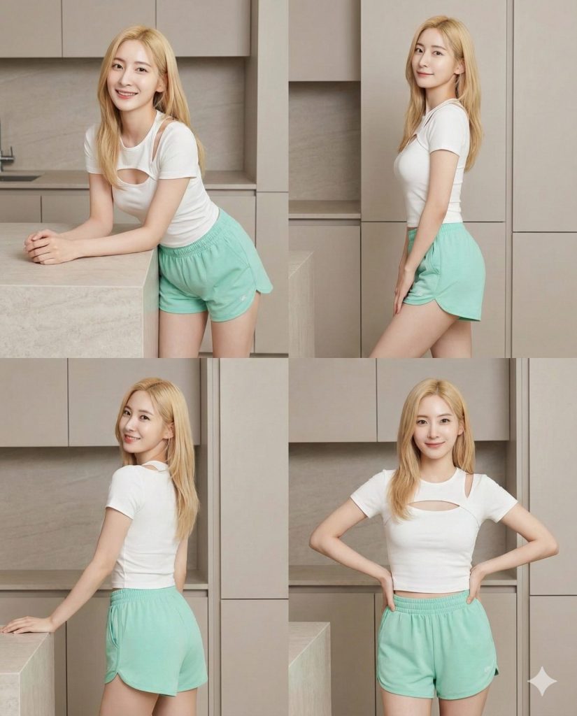 Mint Fitness Muse | 薄荷健身美女 3 Nanobanana模型生成 薄荷绿清新健身美人 - AI绘画提示词参考