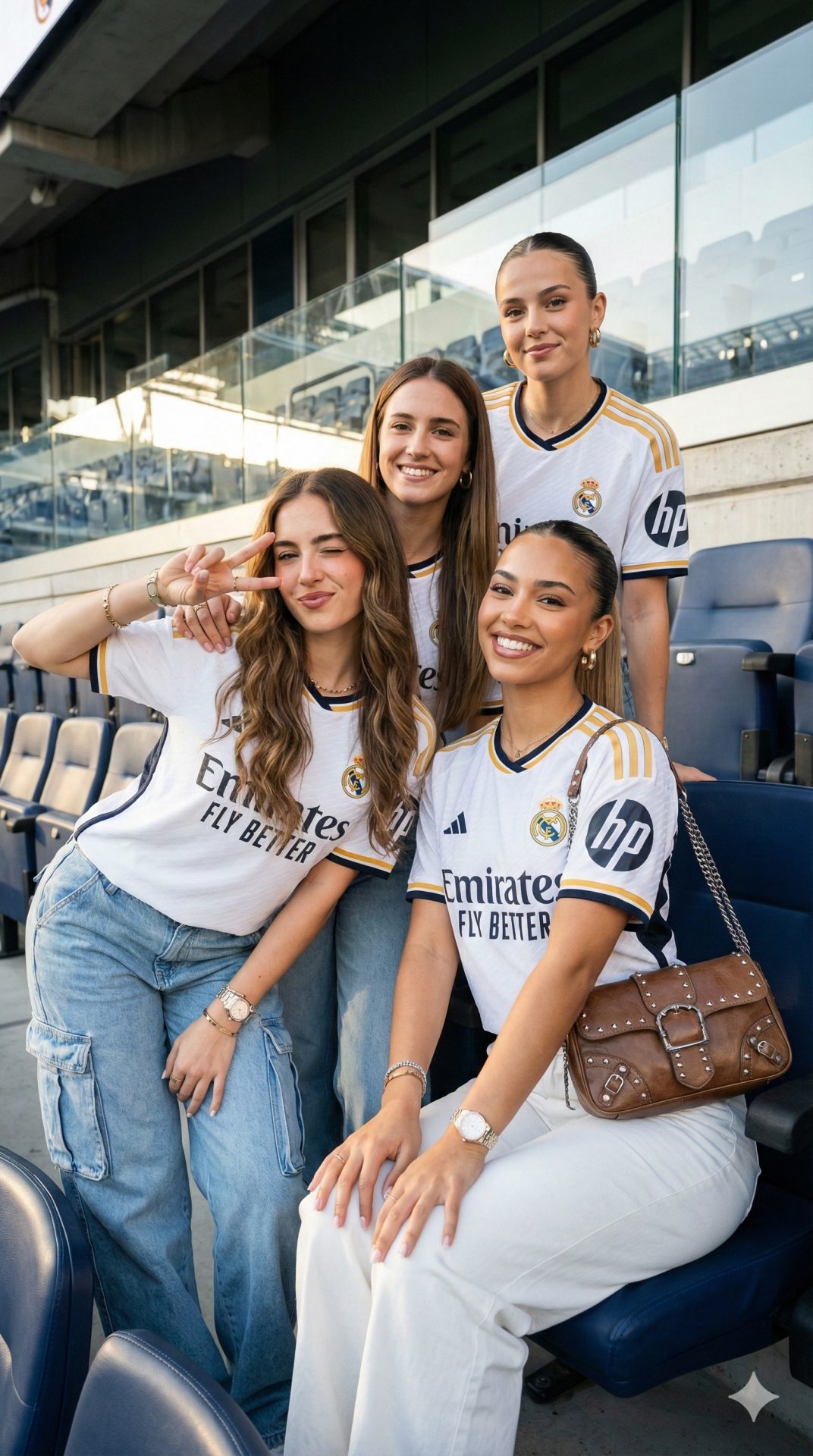 Nanobanana模型生成 皇马看台少女团 - AI绘画提示词参考