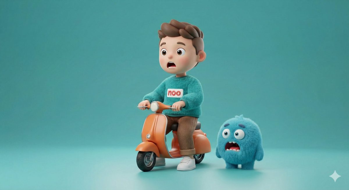 Nanobanana模型生成 萌娃与蓝怪惊魂记 - AI绘画提示词参考