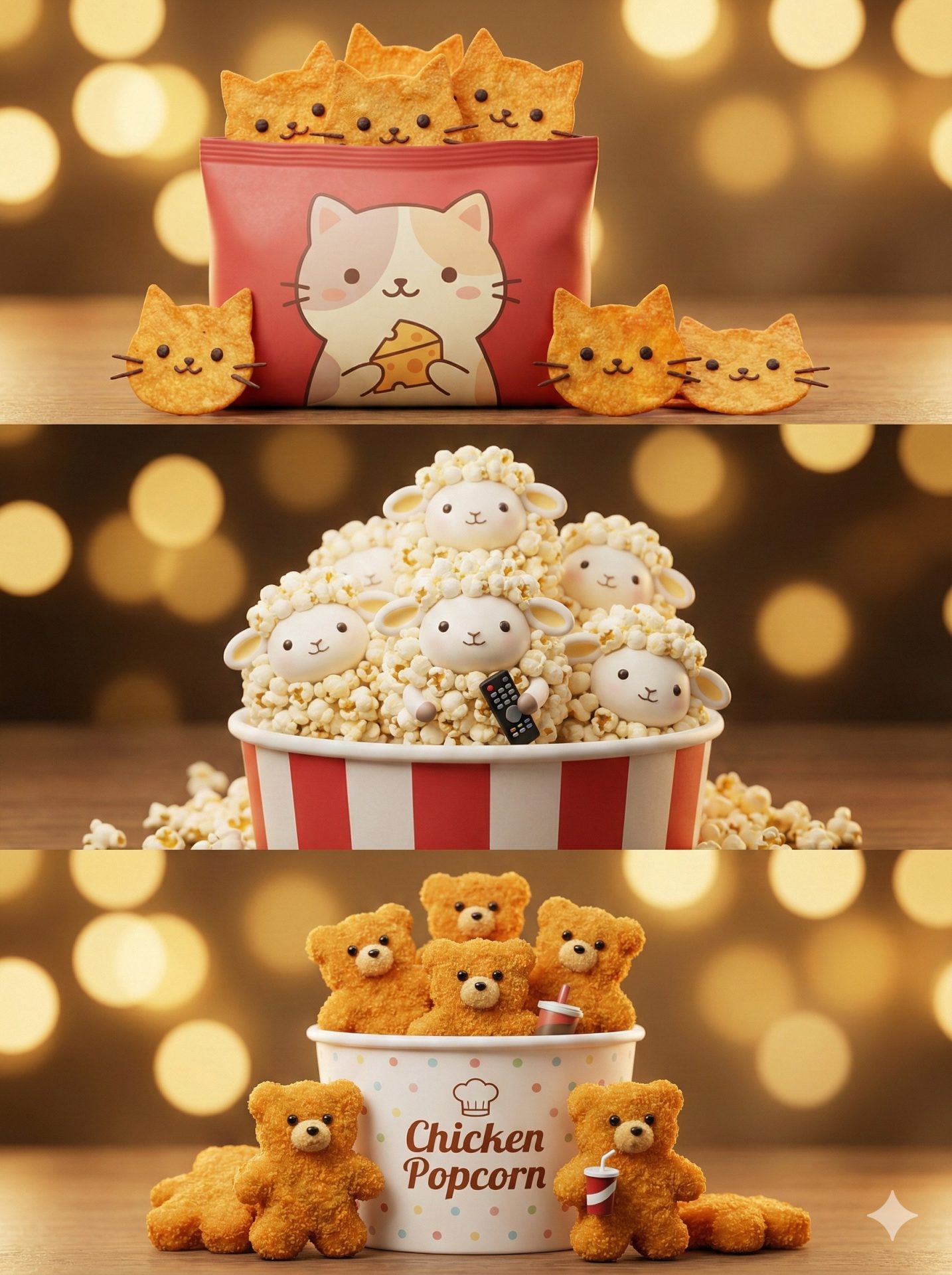 Nanobanana模型生成 萌宠零食派对 - AI绘画提示词参考