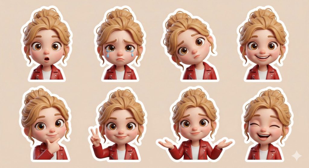 Nanobanana模型生成 皮克斯质感Q萌贴纸系列 - AI绘画提示词参考