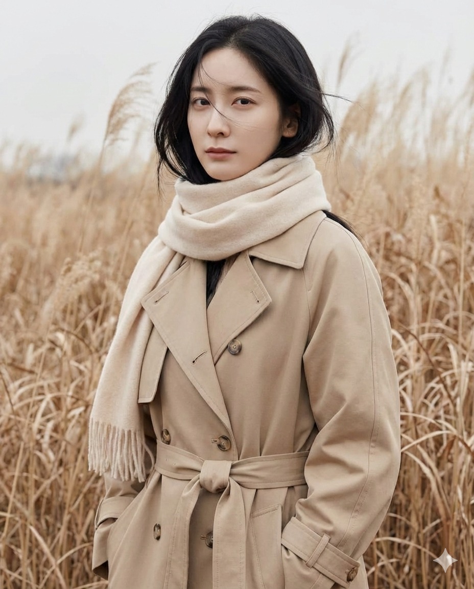 Nanobanana模型生成 芦苇风衣电影感时尚大片 - AI绘画提示词参考