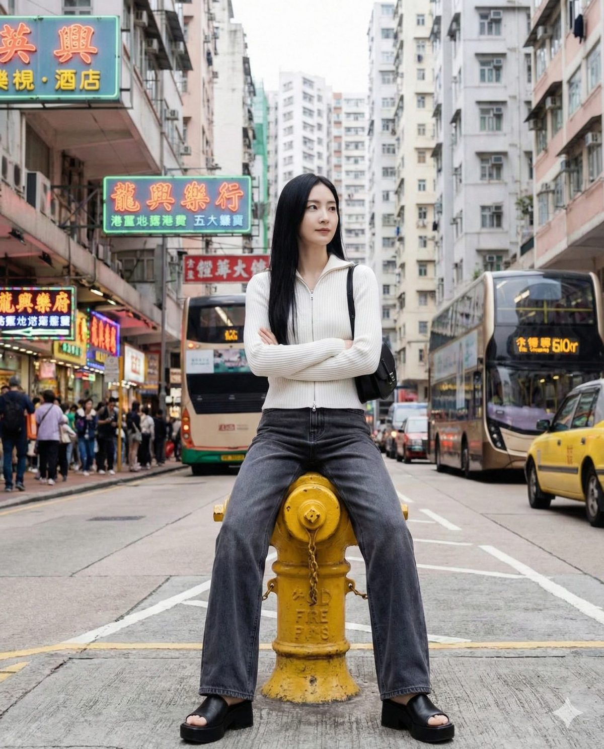 Nanobanana模型生成 霓虹街头的自信女郎 - AI绘画提示词参考