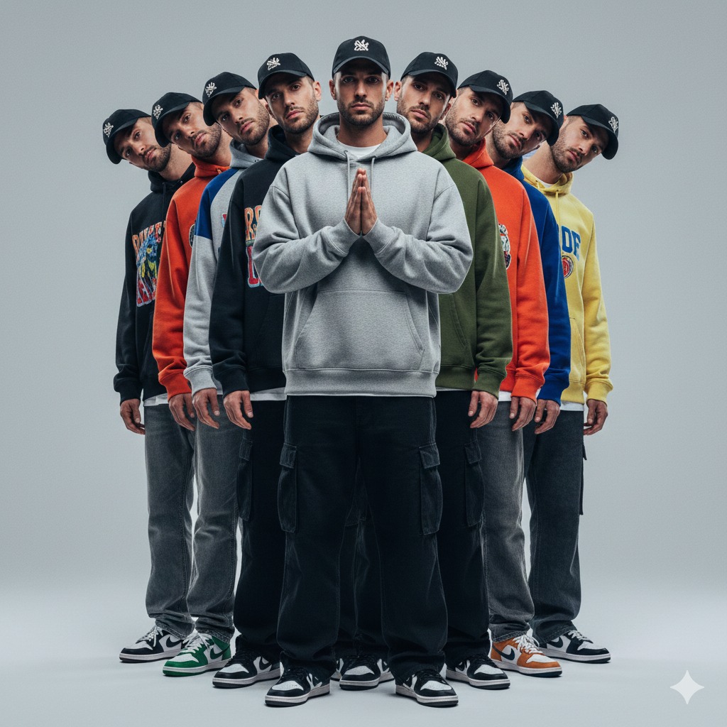 Nanobanana模型生成 克隆时尚构图 - AI绘画提示词参考