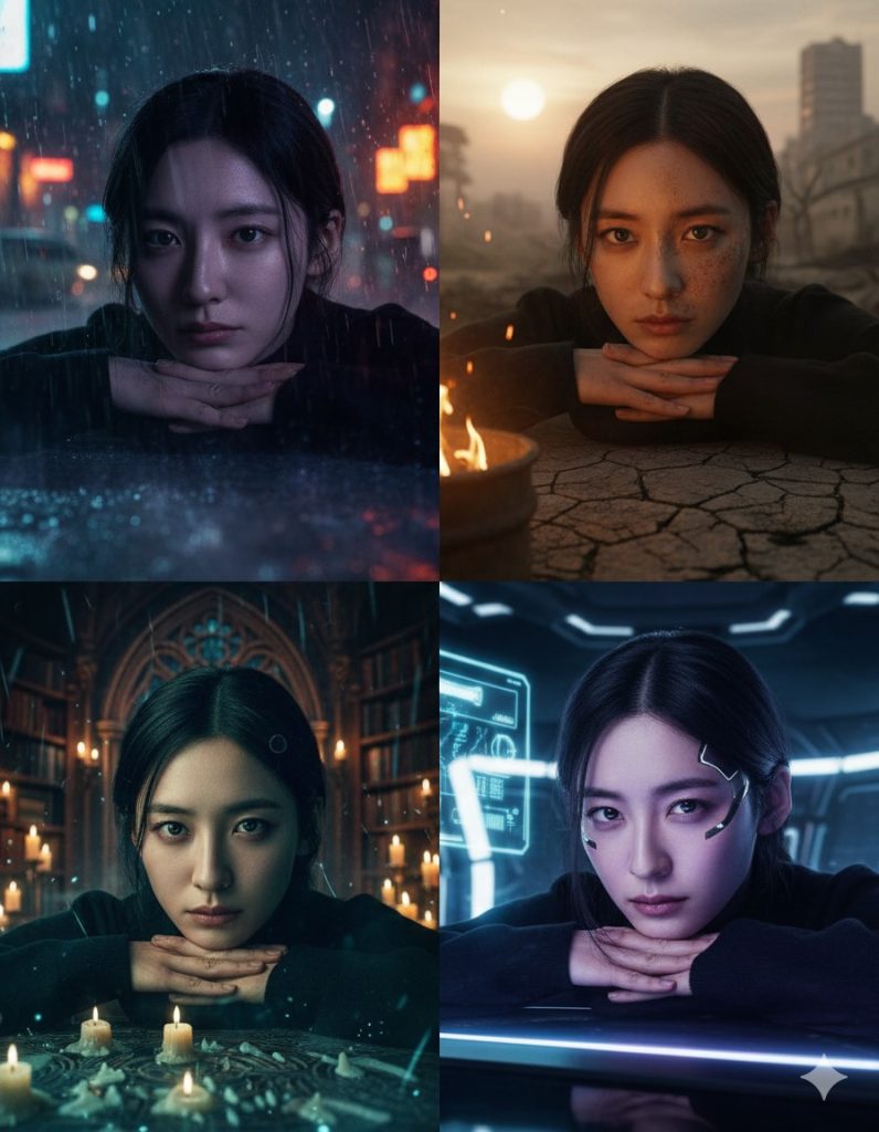 Cinematic Style Transformation | 电影级风格重塑 4 Nanobanana模型生成 动态光影超精细写真 - AI绘画提示词参考