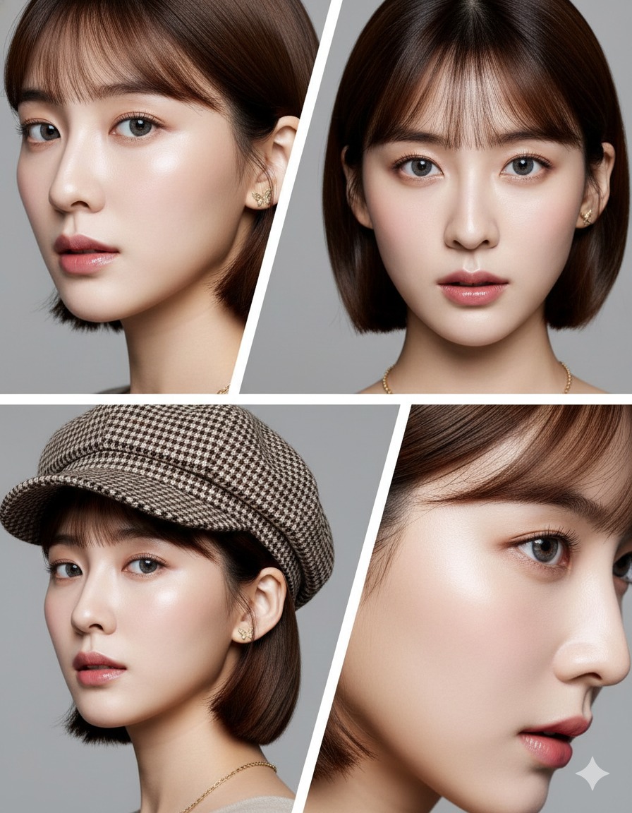 Nanobanana模型生成 四格韩妆杂志特写 - AI绘画提示词参考