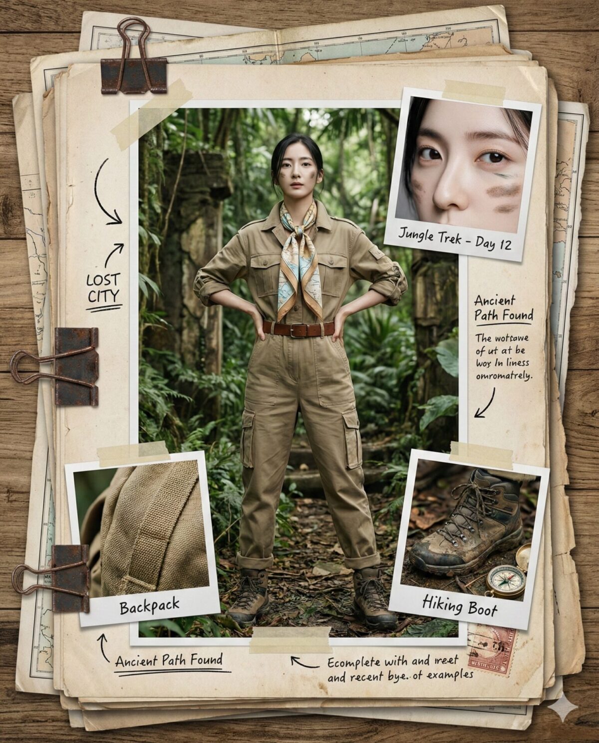 Nanobanana模型生成 复古拼贴时尚档案 - AI绘画提示词参考