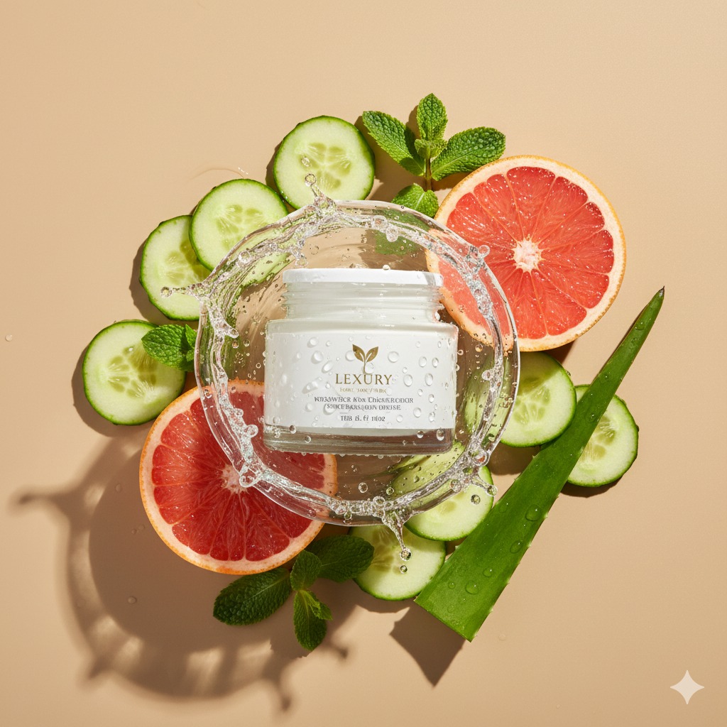 Nanobanana模型生成 奢华护肤水珠定格 - AI绘画提示词参考