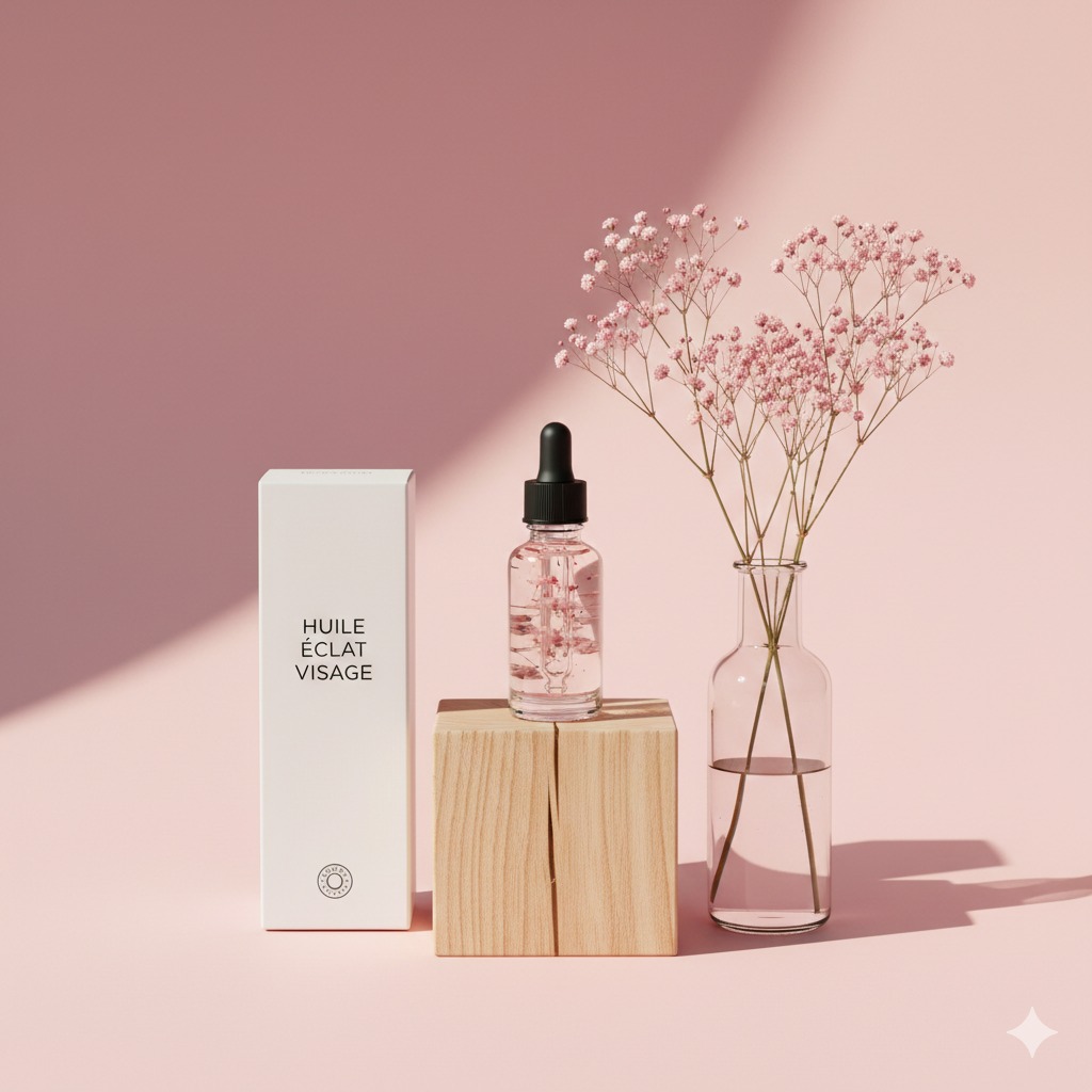 Nanobanana模型生成 柔粉极简护肤静物 - AI绘画提示词参考