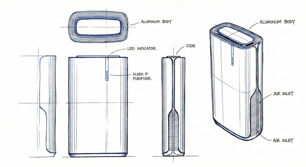 Nanobanana模型生成 极简工业概念草图 - AI绘画提示词参考