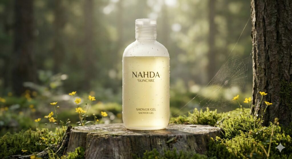 Forest Botanical Skincare | 森林秘境植萃护肤 4 Nanobanana模型生成 森系沐浴露微距产品摄影 - AI绘画提示词参考