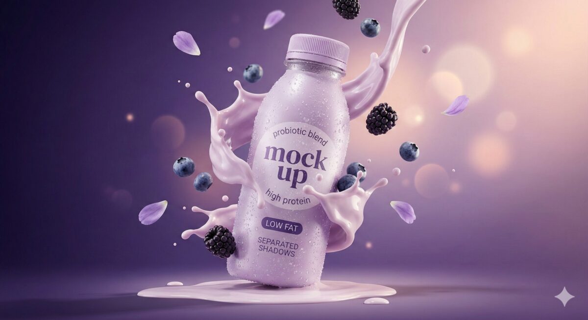 Nanobanana模型生成 紫漾酸奶飞溅广告大片 - AI绘画提示词参考