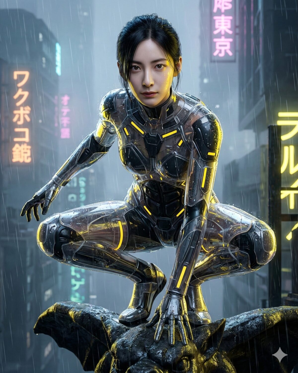 Nanobanana模型生成 雨夜新东京的霓虹蜘蛛女侠 - AI绘画提示词参考