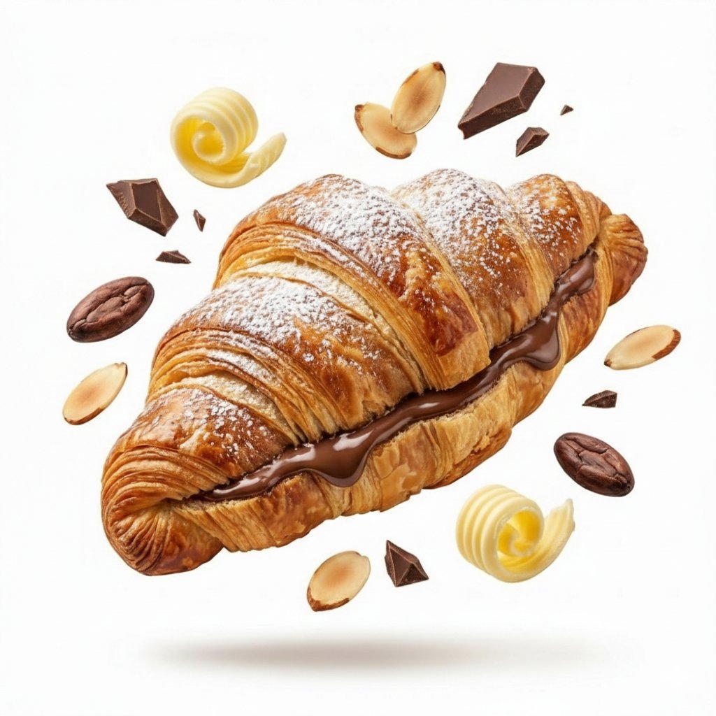 Nanobanana Pro 生成 极简纯白背景的悬浮美食爆炸图 - AI绘画提示词