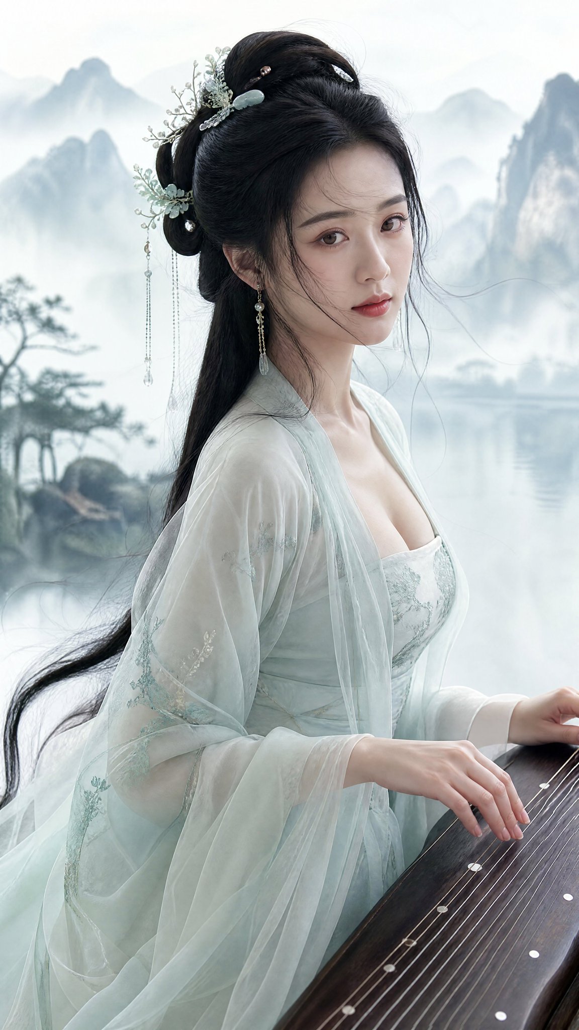 Nanobanana Pro 生成 4K写实新中式古风半身女性人像 - AI绘画提示词