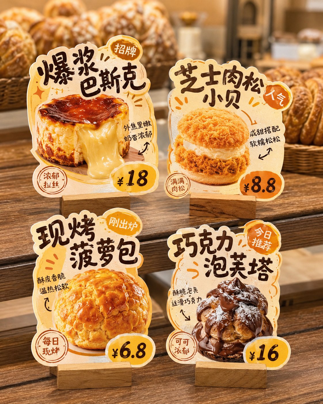 Nanobanana Pro 生成 门店异形桌牌白底排版展示图 - AI绘画提示词