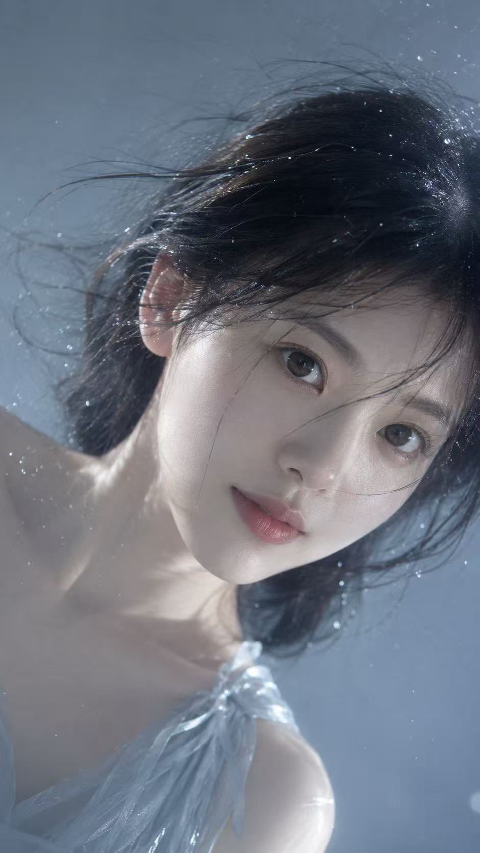 Realistic Water Glass Cinematic Portrait | 水光清透感写实电影特写人像 2 Nanobanana Pro 生成 水光清透感写实电影特写人像 - AI绘画提示词