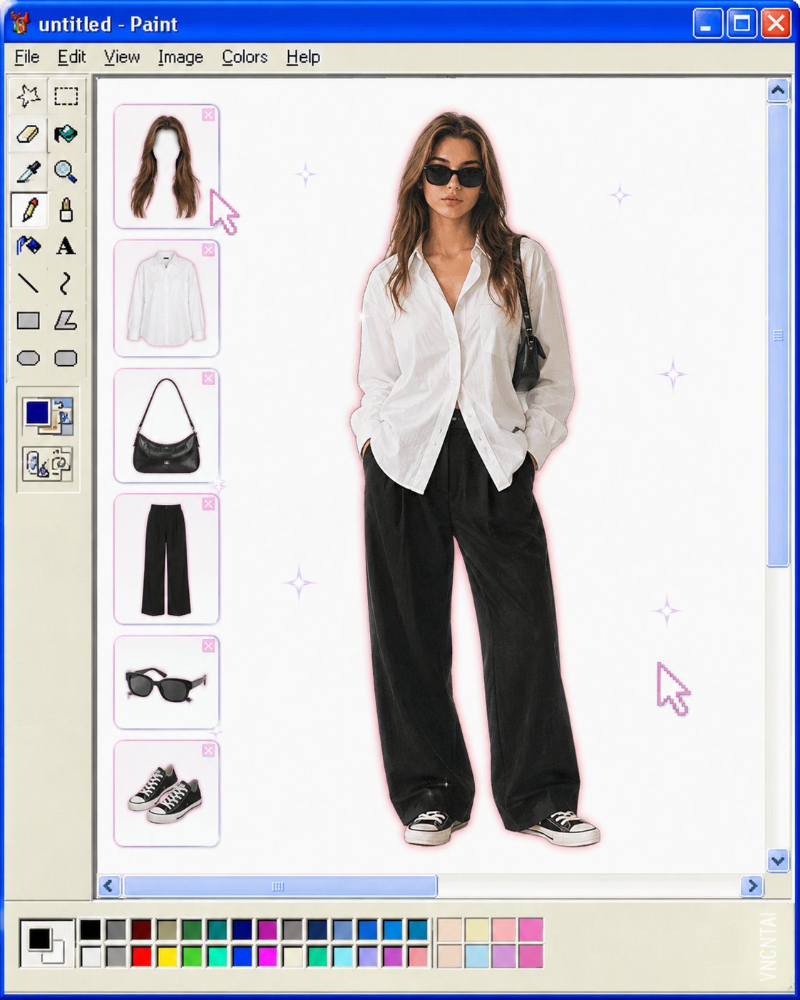 Nanobanana Pro 生成 复古Windows画图板换装界面穿搭生成 - AI绘画提示词