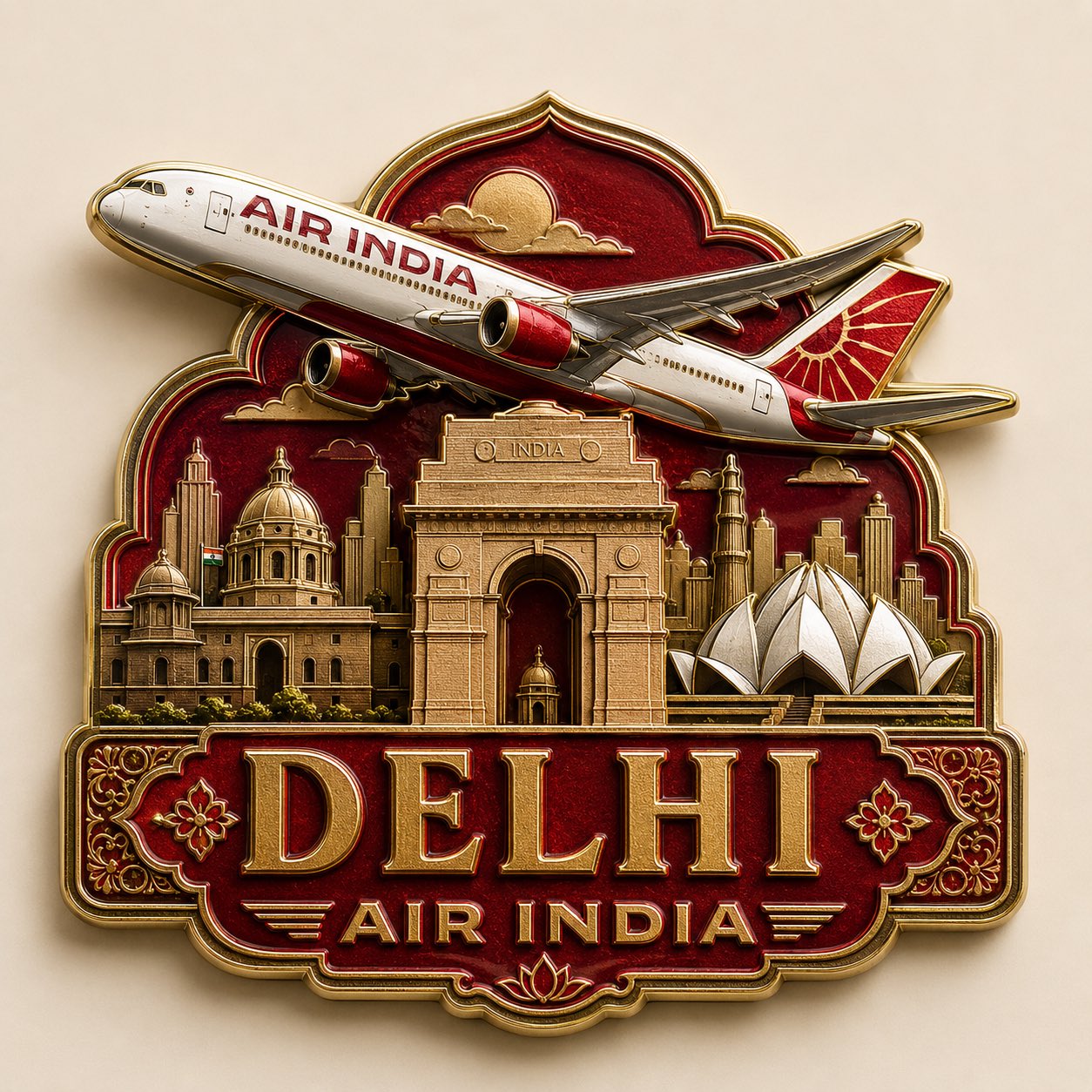 Emirates Dubai Collector Magnet Design | 阿联酋航空迪拜收藏级冰箱贴设计 2 Nanobanana Pro 生成 阿联酋航空迪拜收藏级冰箱贴设计 - AI绘画提示词