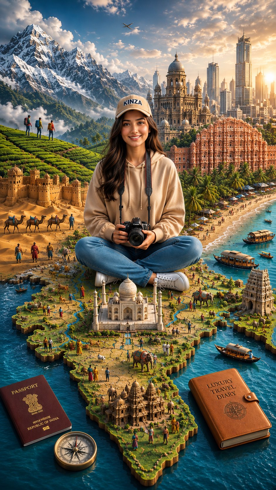 Nanobanana Pro 生成 印度3D微缩旅行立体地图 - AI绘画提示词