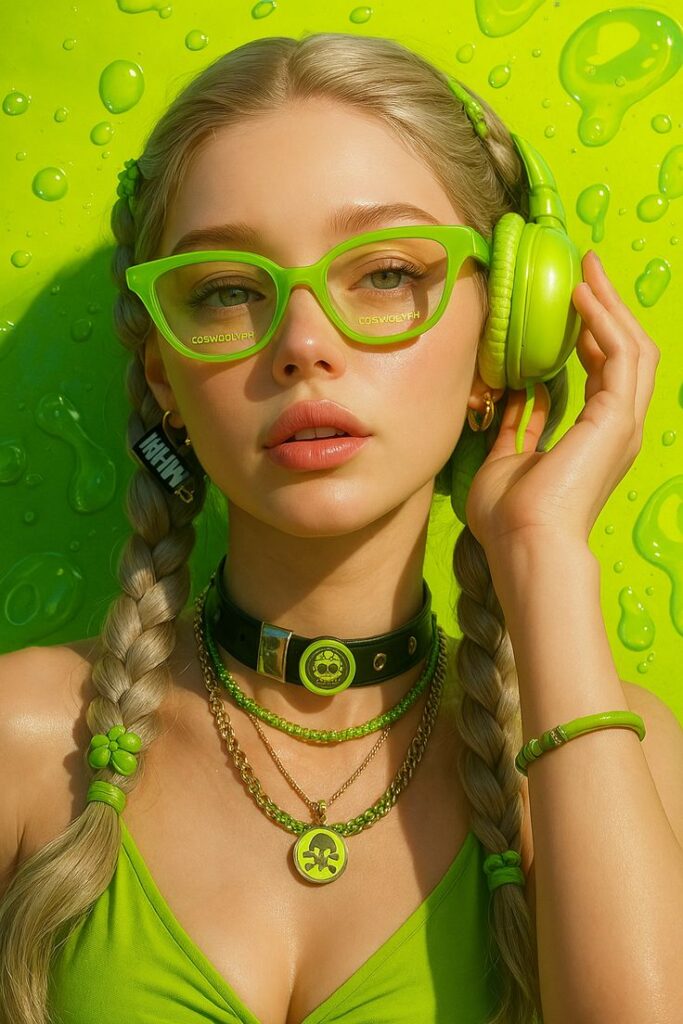 Ultra Realistic Lime Green Fashion Portrait Advertising | 亮绿色极简时尚人像摄影 4 Nanobanana Pro 生成 亮绿色极简时尚人像摄影 - AI绘画提示词
