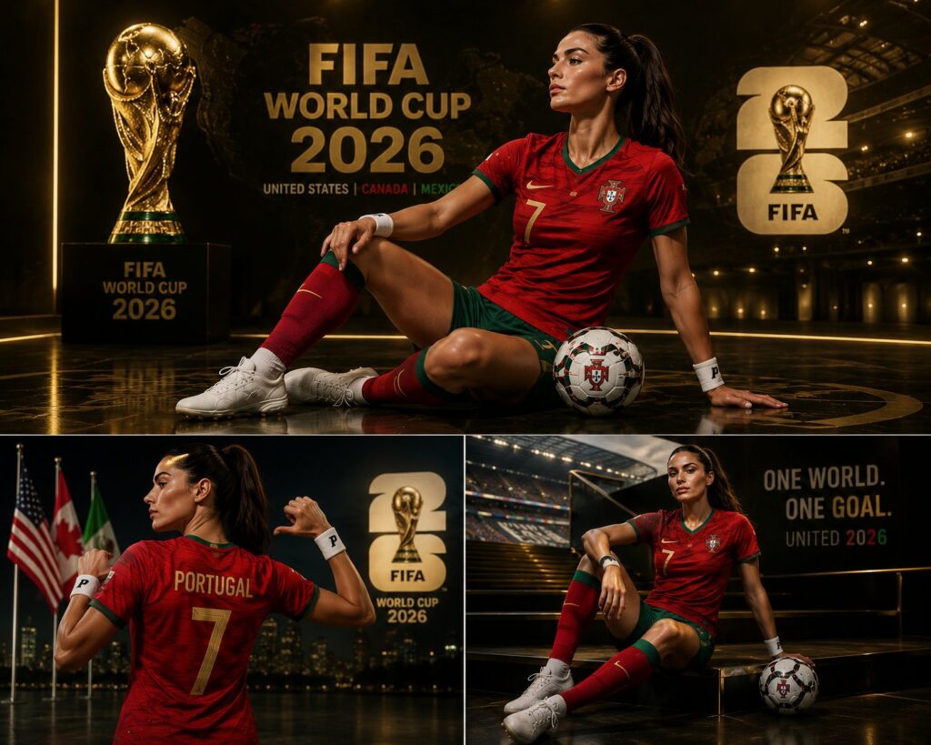 2026 Fifa World Cup Portugal Female Fan Poster Collage | 2026世界杯葡萄牙女球迷运动海报 6 Nanobanana Pro 生成 2026世界杯葡萄牙女球迷运动海报 - AI绘画提示词