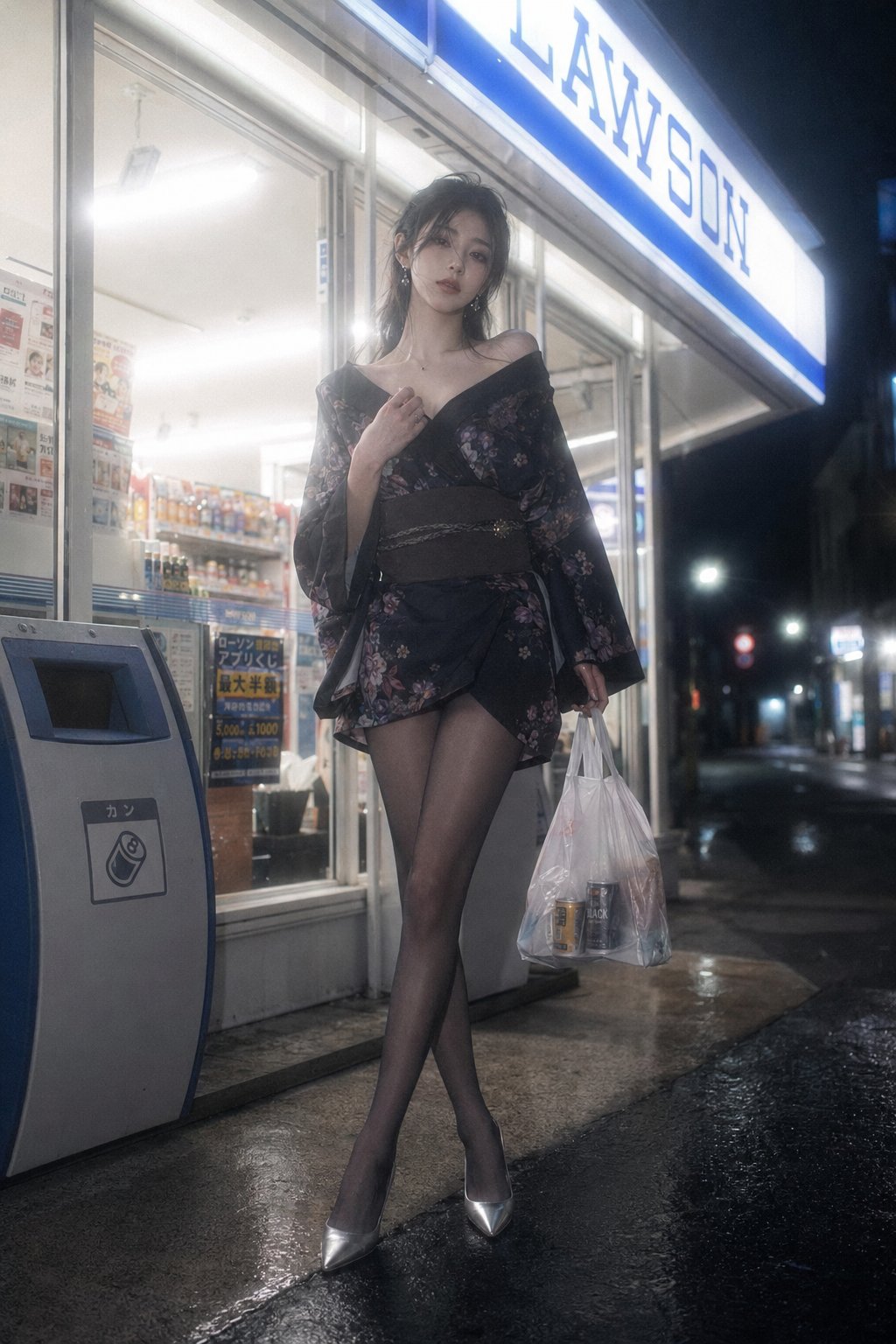 Nanobanana Pro 生成 深夜便利店日系写真时尚人像 - AI绘画提示词
