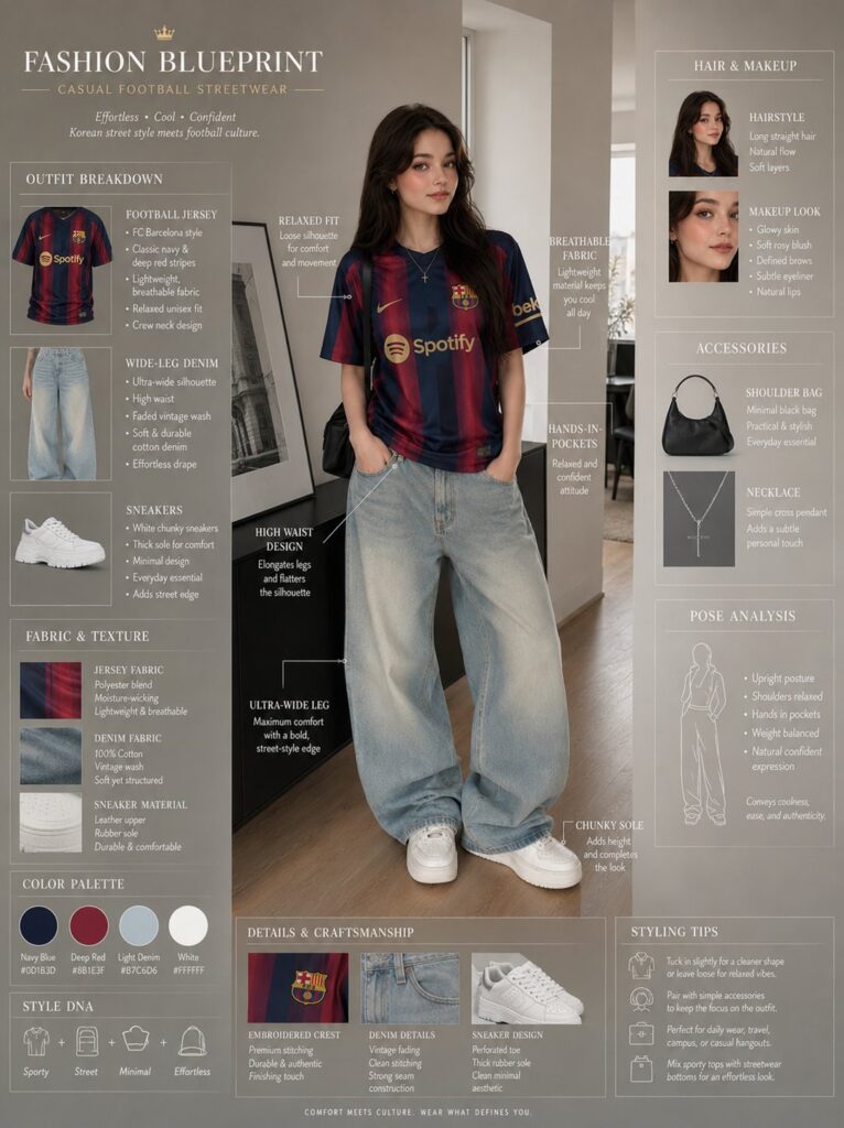 Nanobanana Pro 生成 足球休闲街头风女性服装设计蓝图 - AI绘画提示词