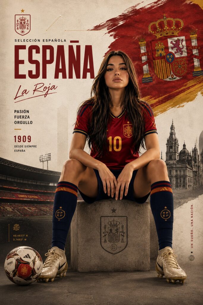 Spain Womens Football No10 Sports Poster | 西班牙女足10号球员写实运动海报 3 Nanobanana Pro 生成 西班牙女足10号球员写实运动海报 - AI绘画提示词