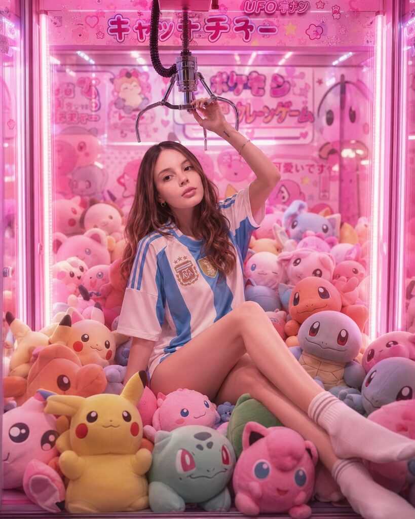 Hyperrealistic Kawaii Japanese Ufo Catcher Pokemon Plushies | 日系可爱风女子与宝可梦娃娃机写真 3 Nanobanana Pro 生成 日系可爱风女子与宝可梦娃娃机写真 - AI绘画提示词
