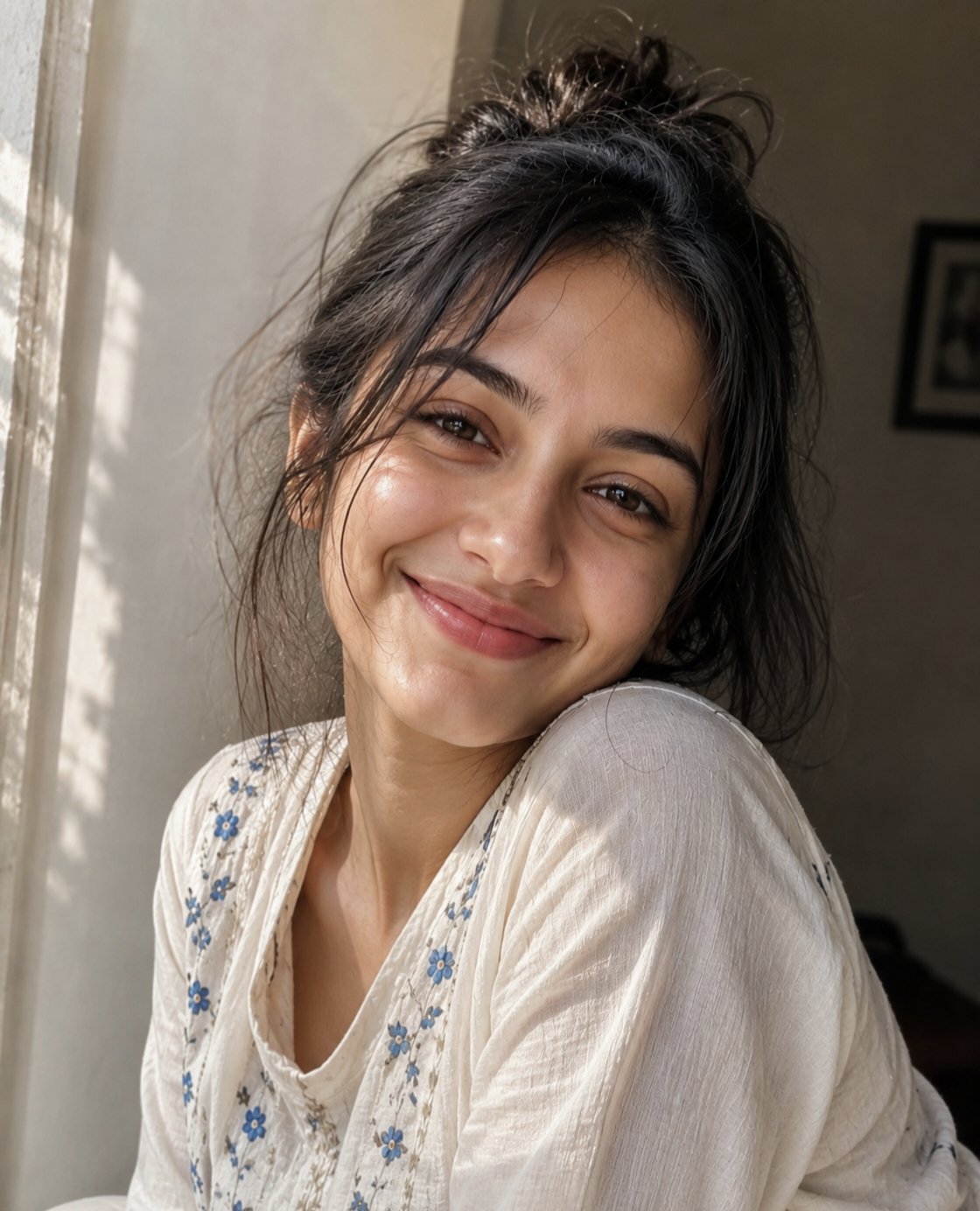 Young South Asian Woman Indoor Portrait | 温暖笑容的南亚女子室内人像 2 Nanobanana Pro 生成 温暖笑容的南亚女子室内人像 - AI绘画提示词