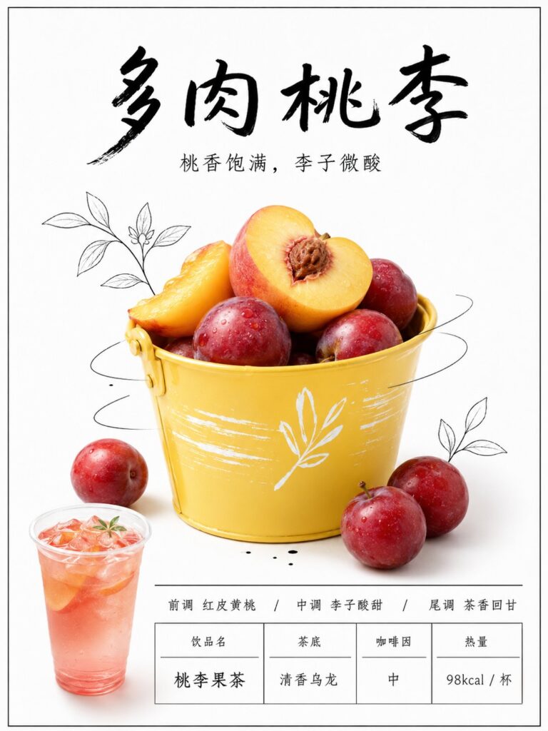 Nanobanana Pro 生成 新茶饮极简水果灯箱菜单海报 - AI绘画提示词