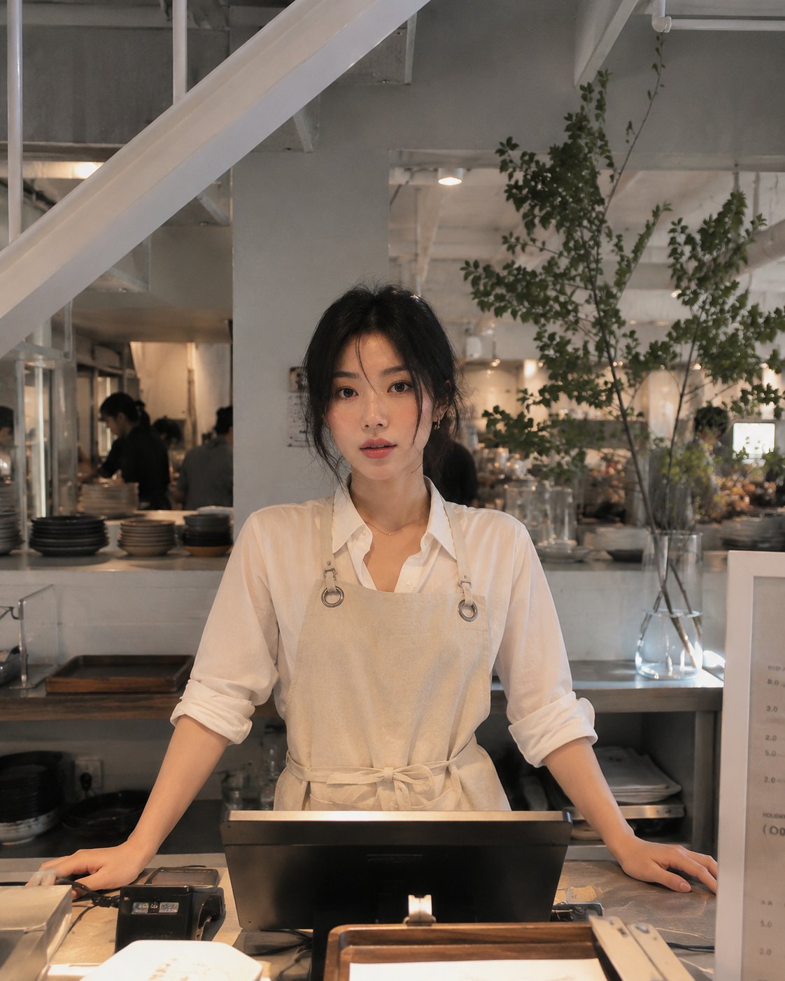 Modern Cafe Employee Lifestyle Cinematic Photography | 现代咖啡馆超写实女性员工服务瞬间 2 Nanobanana Pro 生成 现代咖啡馆超写实女性员工服务瞬间 - AI绘画提示词