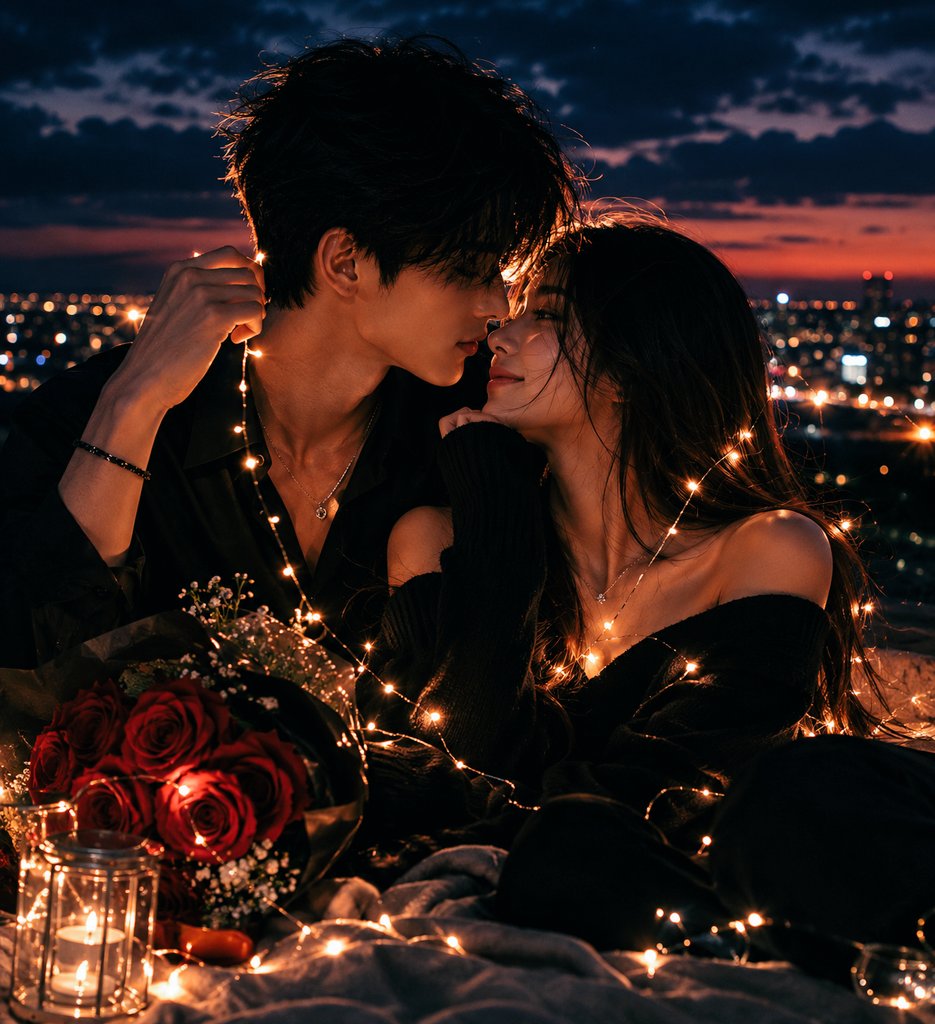 Stunning Young Couple Moonlit Rain | 月光雨中撑伞的浪漫年轻情侣 4 Nanobanana Pro 生成 月光雨中撑伞的浪漫年轻情侣 - AI绘画提示词